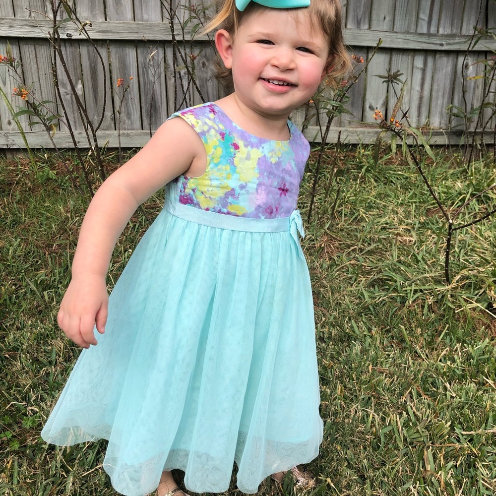 Baby Gap Aqua Tulle Watercolor Dress